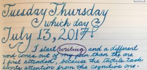 Snapshot of the "Tuesday Thursday" date at the top of my journal page today.